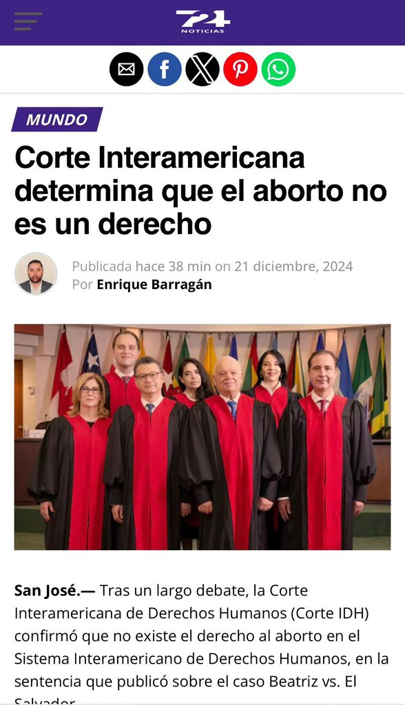 La Corte IDH lo dejó claro: el aborto NO es un derecho. En el caso Beatriz vs. El Salvador, no se accedió a las presiones para imponerlo en la región. ¡La vida siempre debe ser protegida! 👶🏻💙