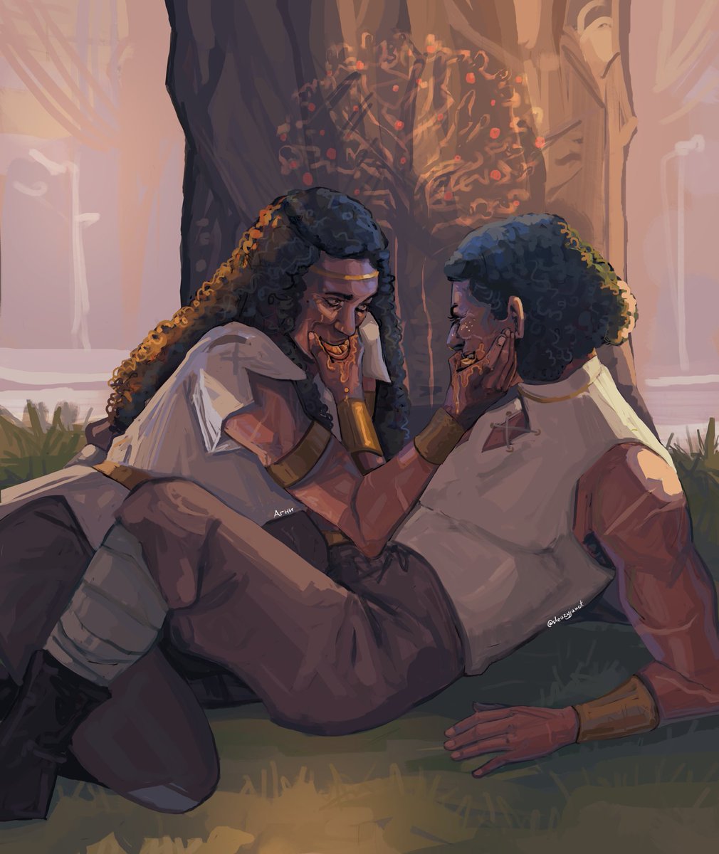 sleazyjanet's tweet photo. feeding each other oranges (esbar and tunuva from a day of fallen night)
#art #rootsofchaos #adayoffallennight #theprioryoftheorangetree #yuri https://t.co/Pt3aKZVV8e