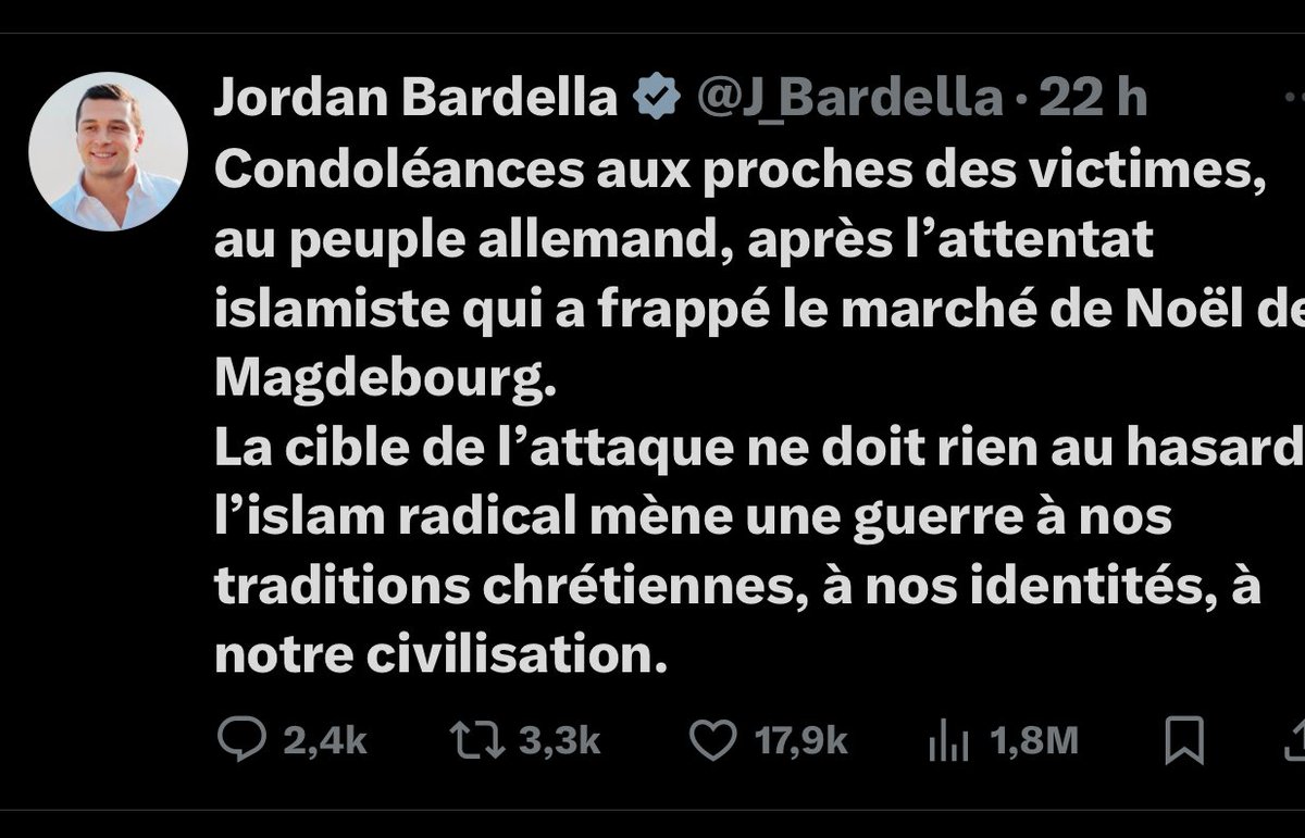 CfcmOfficiel's tweet photo. COMMUNIQUÉ

À chaque attentat, certains influenceurs et politiques d’extrême droite se précipitent pour instrumentaliser les événements et cibler les musulmans.

Dès les premières minutes de l’ignoble attentat survenu au marché de Noël en Allemagne, certains acteurs politiques et médiatiques français, obsédés par leur haine de l’islam, n’ont pas hésité à transformer ce drame humain en une opportunité pour répandre un discours haineux à l’encontre des musulmans. Ces déferlements, souvent relayés sur les réseaux sociaux et certaines chaînes partisanes, révèlent un cynisme indécent face à la souffrance des victimes.

Ce contraste choquant entre la gravité de l’événement et l’opportunisme de ces discours haineux est profondément indigne.

Dans cet élan d’indécence, certains ont reproché au Conseil Français du Culte Musulman (CFCM) ses précautions oratoires lorsqu’il a immédiatement condamné ce qui semblait être « un attentat criminel ». Ces précautions, prises dans l’attente des premiers éléments de l’enquête, étaient pourtant similaires à celles adoptées par les autorités et les médias allemands.

Les premiers résultats de l’enquête montrent que l’auteur présumé de l’attentat est un médecin psychiatre, athée, exprimant une haine virulente contre l’islam et les musulmans. Sur ses réseaux sociaux, il véhiculait des thèses racistes et complotistes, notamment celle du prétendu « grand remplacement », affirmant que « l’Allemagne veut islamiser l’Europe ». Ses propos incluaient également des menaces explicites contre les autorités allemandes.

Le CFCM ne nie aucunement l’existence d’un terrorisme se revendiquant de l’islam. Les premières victimes de ce terrorisme, partout dans le monde, sont les musulmans eux-mêmes. Le CFCM lutte quotidiennement et avec détermination contre les idéologies mortifères de ce terrorisme ainsi que contre son usurpation de l’identité musulmane.

Par ailleurs, le CFCM a depuis longtemps alerté sur les dangers croissants des idéologies d’extrême droite et leur potentiel terroriste. Fidèle à ses valeurs, il continuera à combattre avec force et persévérance toutes les formes d’extrémisme.

Enfin, le CFCM dénonce fermement l’attitude irresponsable de certains pseudo-intellectuels et pseudo-chercheurs, qui, sous couvert de lutte contre « l’extrémisme musulman », alimentent délibérément la peur et la division dans notre société.

Fait à Paris, le 21 décembre 2024
Conseil Français du Culte Musulman