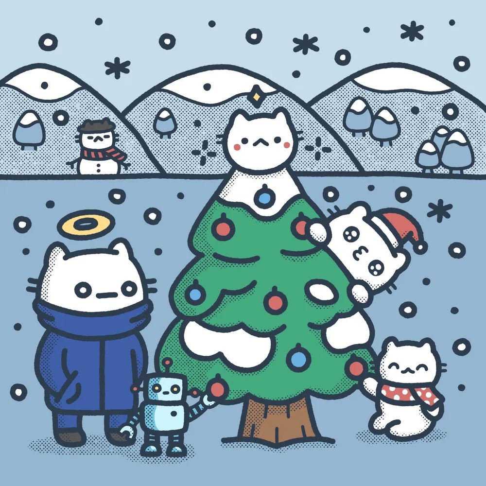 Snowflakes are falling, soft and light

Chum Chum's here to make your day bright. ❄️ 

Among the trees, with hearts so warm

A winter wonderland, full of charm. 🤍☃️