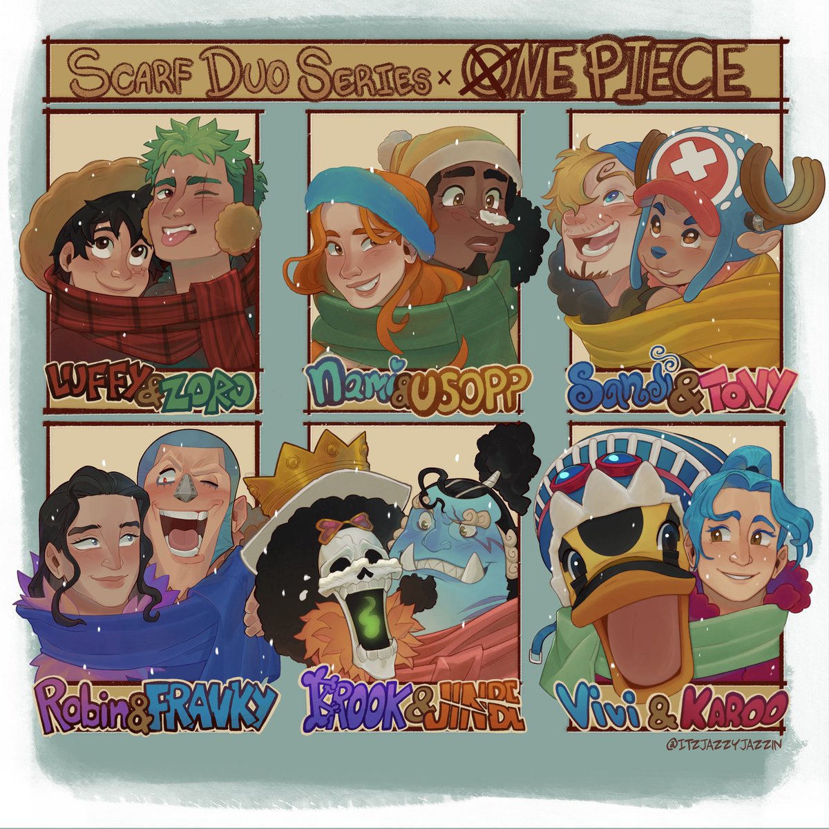 Scarf duos are all completed!!! 🧣❄️🎉 #onepiece 

I may do another series similar to this, but in the meantime enjoy your winter breaks!