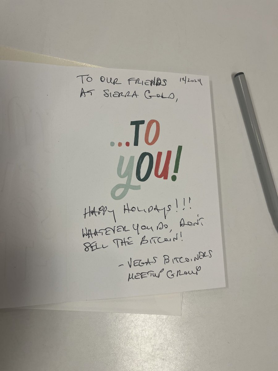 obbb_USA's tweet photo. Giving the gift of Bitcoin. 🎁

Happy Holidays to our friends at Sierra Gold. Whatever you do, don’t sell the Bitcoin. 🚀🚀🚀

Vegas Bitcoiners meetup group. Every Wednesday. 6:30pm. 9465 S Eastern. Find us on Meetup!

@PTsTavern @BalletCrypto https://t.co/nOyM3EdVyc