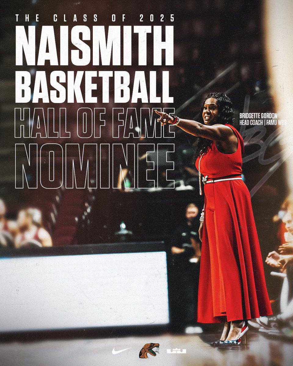 𝗔 𝗡𝗔𝗜𝗦𝗠𝗜𝗧𝗛 𝗡𝗢𝗠𝗜𝗡𝗘𝗘: 𝗖𝗢𝗔𝗖𝗛 𝗣𝗥𝗘𝗦𝗦𝗨𝗥𝗘 🐍🏀

Congratulations to our very own Coach Bridgette Gordon on being named a nominee for the Naismith Basketball Hall of Fame for the Class of 2025! 

#FAMU | #FAMUly | #PressureOn | #Sisterhood