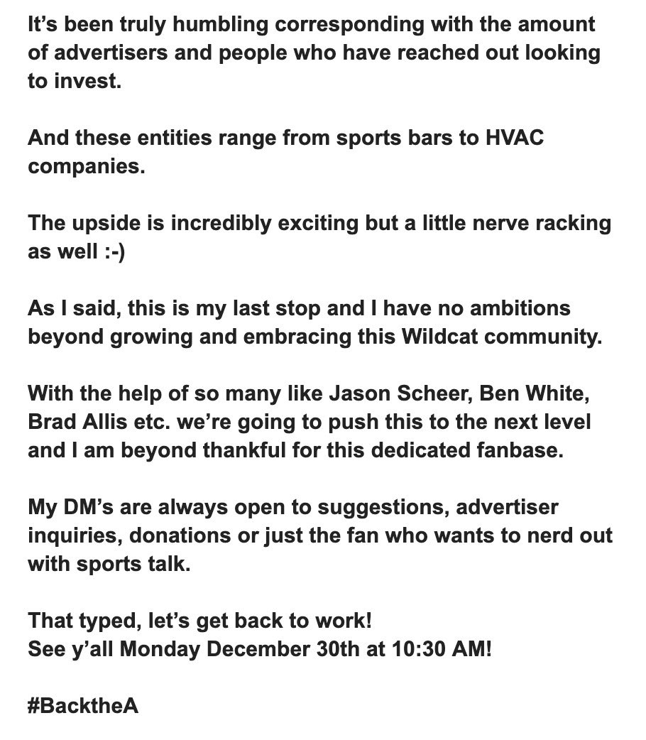 ironmikeluke's tweet image. 💥ANNOUNCEMENT💥 🎧 🖥️ 📱
Please go subscribe to the
AZ12 (Wildcats) Podcast 👇
youtube.com/@az12podcast?s…
Starting Monday, Dec 30 at 10:30AM
With @ironmikeluke and @jasonscheer
✅6, hour-long shows per week (M-SA)
✅Immediate postgames for AZ 🏀🏈
✅Weekly guest/fan co-host…