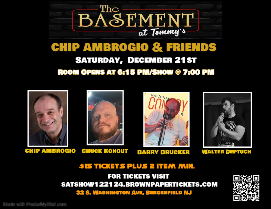 ChipAmbrogio's tweet photo. Stop in tonight and let's end 2024 on a high note.  You can buy tickets online at https://t.co/6wHGgIS152 until 5 PM after that you can call or text 201-452-0318 to reserve seats.

#TheBasementatTommys  #Bergenfield #TommyFoxs #standupcomedy https://t.co/7t7tBadnBC