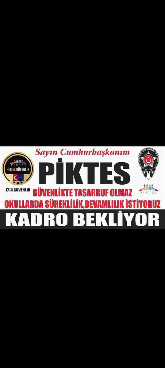 #Piktes Özel güvenlik görevlileri kadro 12 ay devamlılık istiyor.
Her sene 4 ay boş maaşsız kalıyorlar.
Bu projeye yıllardır emek verdiler.
Kadro Hakkımız.

<a href="/Yusuf__Tekin/">Yusuf Tekin</a> <a href="/cengizmete/">Cengiz Mete</a> <a href="/CelileErenOKTEN/">Celile Eren ÖKTEN</a> <a href="/mebhbogm/">MEB Hayat Boyu Öğrenme Genel Müdürlüğü</a> <a href="/chnkvnc/">Cihan KIVANÇ</a> @Piktes2Projesi <a href="/EUDelegationTur/">AB Türkiye Delegasyonu🇪🇺EU Delegation to Türkiye</a> <a href="/tcmeb/">Millî Eğitim Bakanlığı</a> <a href="/mebpersonel/">MEB Personel</a>