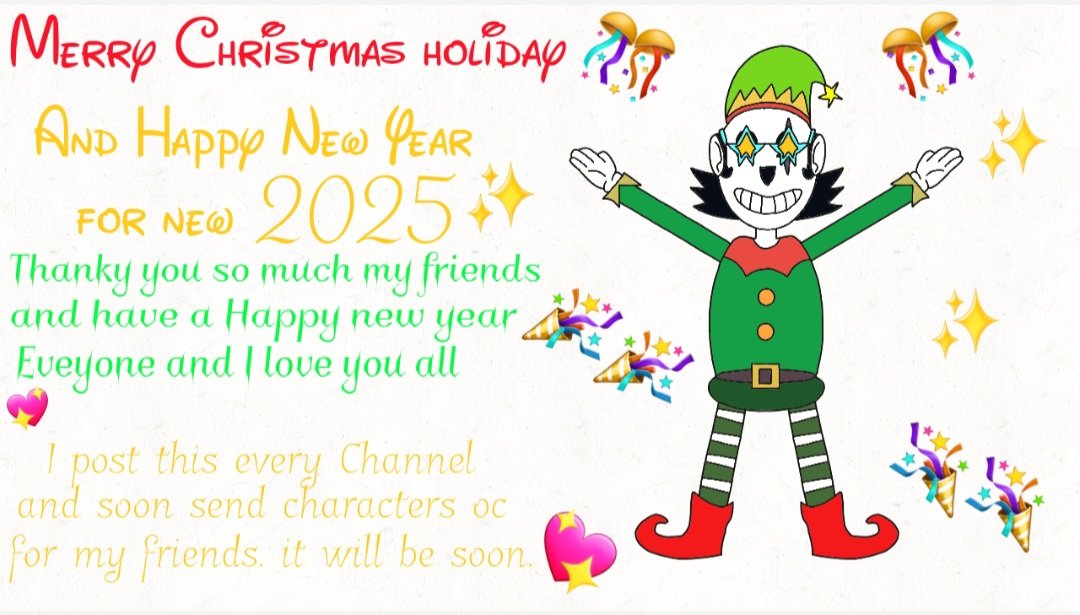 Hello everyone ! I just made my old artwork of my oc long time ago, but don't worry, I'll soon make on future new artwork christmas and my oc costume christmas holiday day, I just post on my old artwork in everything channel, but I didn't post tumblr yet. I'll be plane for soon.