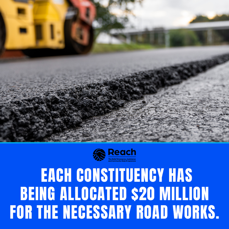 AskSparkjamaica's tweet photo. Each of our 63 constituencies has been allocated $20 million for the necessary road works, including pothole patching, small-scale rehabilitation and minor drainage improvements. #REACHProgramme #AskSparkJA @nestaja