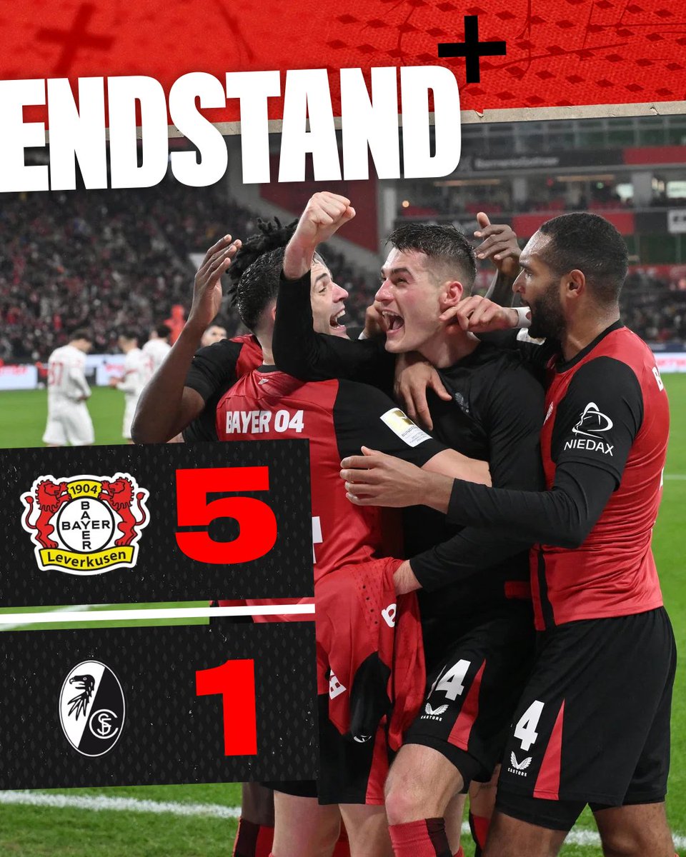 bayer04fussball's tweet photo. Heimsieg. 💪 Und damit endet ein unfassbares Fußballjahr!

#B04SCF 5:1 #Bundesliga #Bayer04 https://t.co/vqHljr4KeE