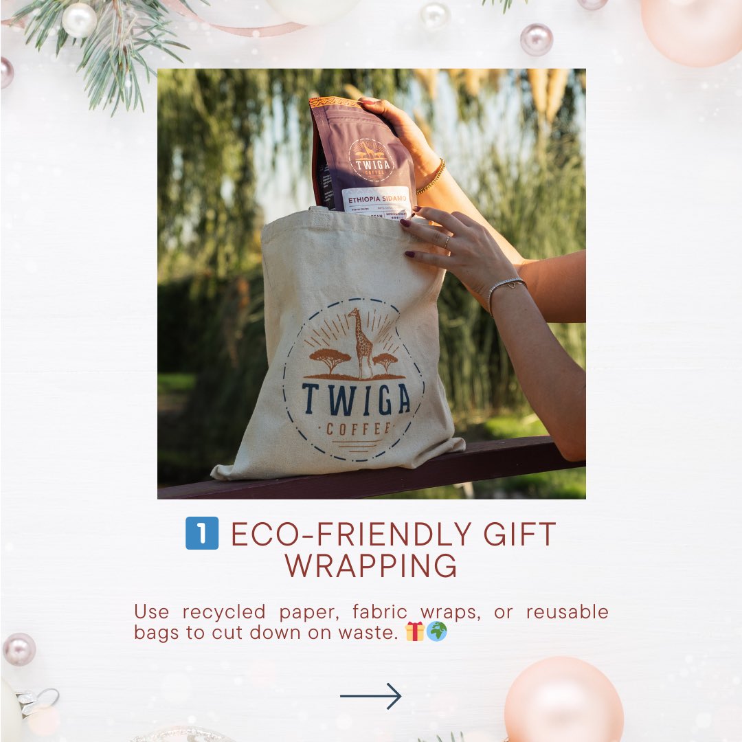 twigacoffee's tweet photo. Dreaming of a holiday season that’s filled with joy and gentle on the planet? 🌍✨
This year, let’s give a little back to the Earth while celebrating with those we love!

From the way we wrap gifts to the meals we share, our holiday choices have a big impact on the environment. With a few simple swaps, we can all make this season more meaningful and sustainable! 💚

At Twiga Coffee, we believe in eco-friendly celebrations that benefit both people and wildlife. Small, thoughtful choices—like supporting sustainable brands or reducing waste—make a huge difference for our planet. 🦒🌿

Ready to make your holidays greener? Swipe through for easy tips on sustainable gift wrapping, food waste reduction, and more!

Which tip will you try first? Let us know in the comments!
And don’t forget to explore Twiga Coffee for gifts that give back to nature this season! 🎁💚

#TwigaCoffee #SustainableHolidays #EcoFriendlyGifts #GreenHolidays #HolidaySustainability #FromFarmToCup #CoffeeWithPurpose #WildlifeConservation