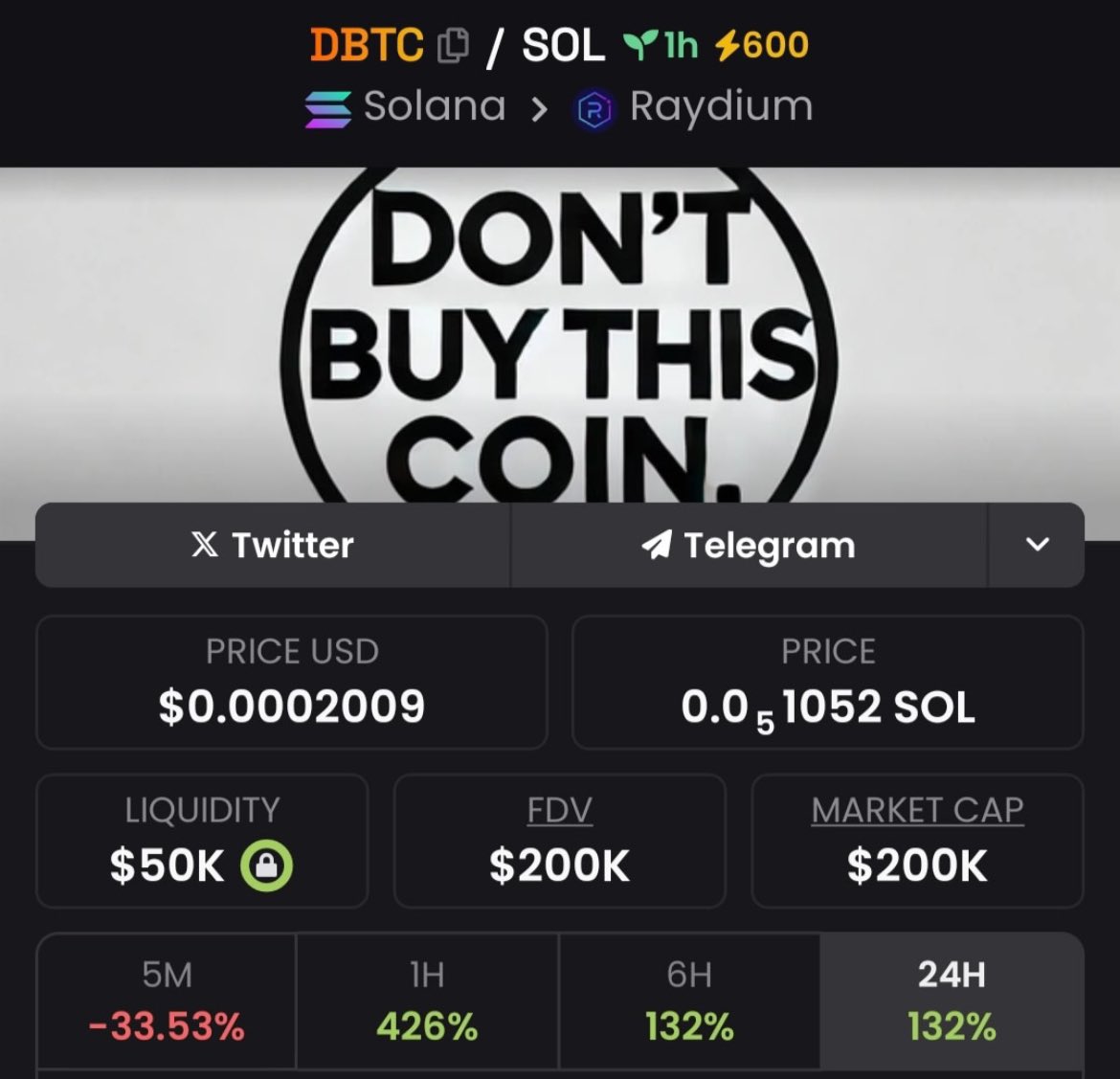 thamaestroking's tweet image. Highlighted $DBTC at $200k Mcap in my private Tg.

#dbtc #solana #memecoins