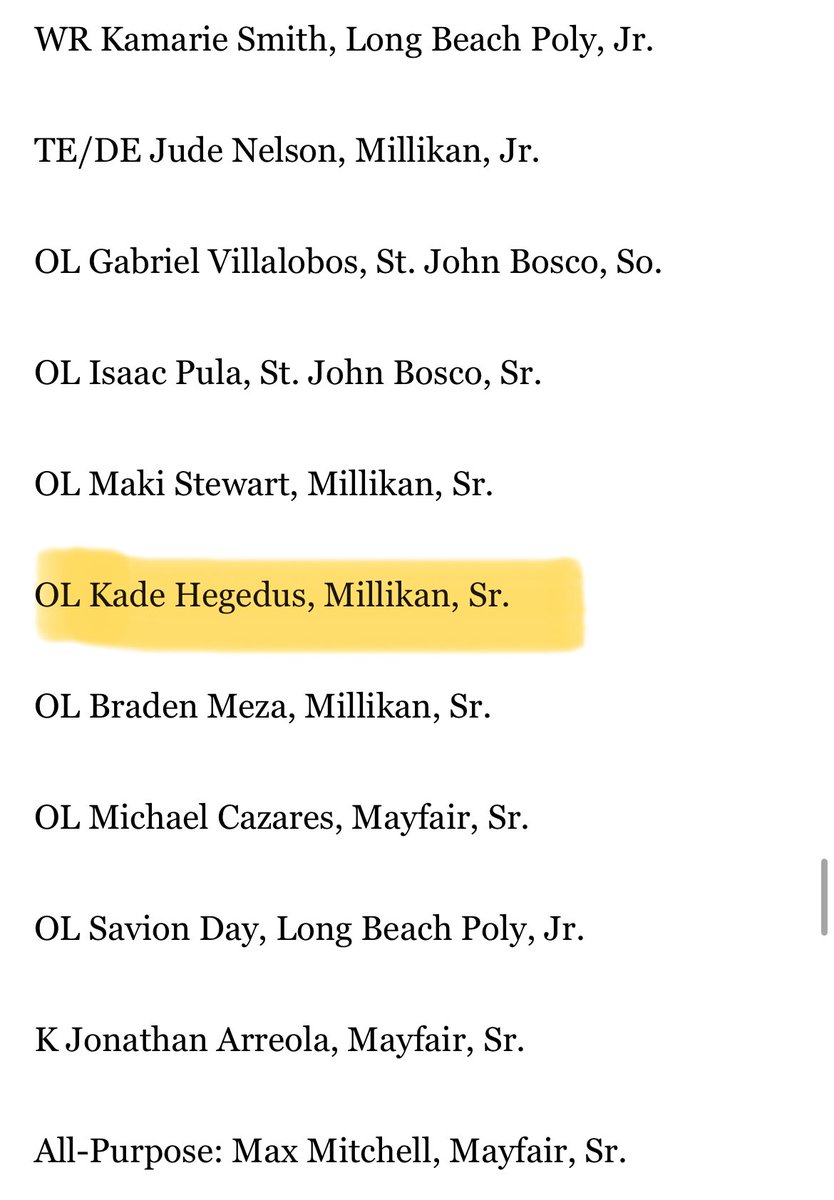 Very happy to say that I have made 2nd team Dream Team in all of Southern Cal. <a href="/presstelegram/">LB Press-Telegram</a> <a href="/MillikanHSFB/">Millikan Football 🐏</a>