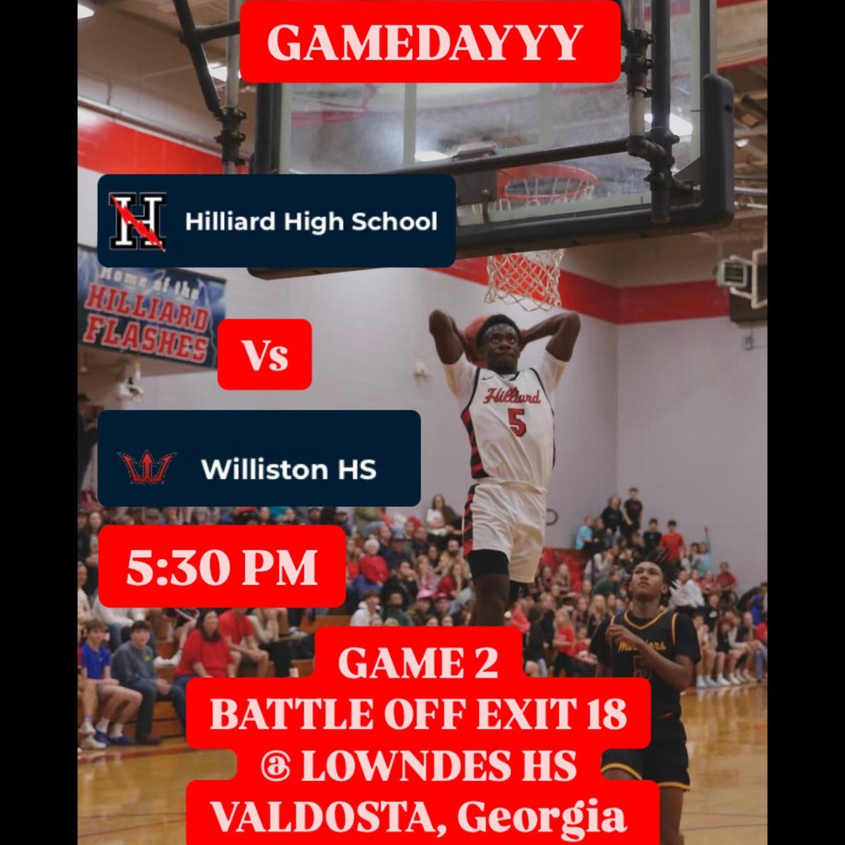 It’s gamedayyy everybody come out and support the varsity boys in Game 2 of the “Battle Off Exit 18” Vs Williston HS 5:30 PM at Lowndes High School in Valdosta , GA . Tonight will be huge game as we will be rematching against the team we lost to in the State Championship Last