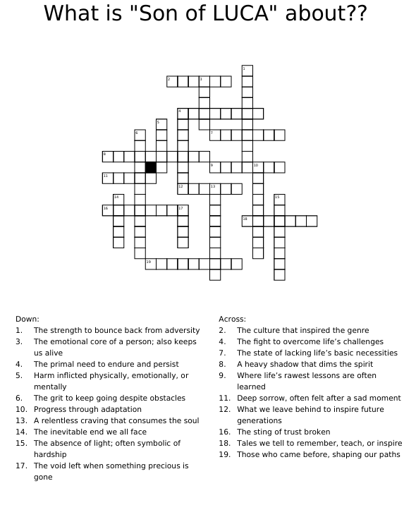 So there's a #NationalCrosswordPuzzleDay?? Feel free to play along...

Wanna know what "Son of LUCA" by <a href="/Kil889/">Kil</a> and myself is about?? 

Giving away 10 physical copies of the album at random to those who fill it out before the album drop