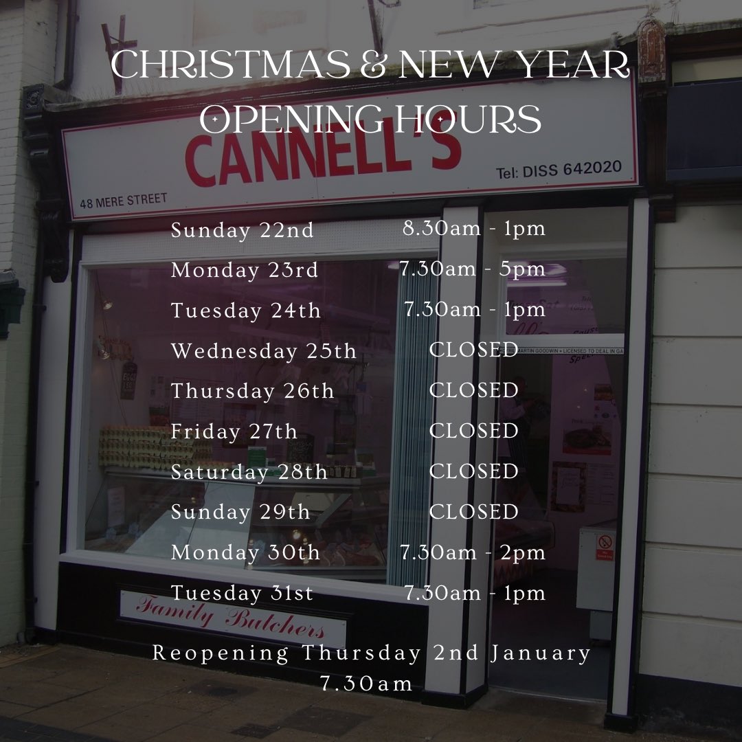 As we head into the final Christmas push we’d like to thank all our customers both existing and new for your valued custom. 

Here are our opening hours both before and after Christmas heading into 2025!!

Thank you very much.