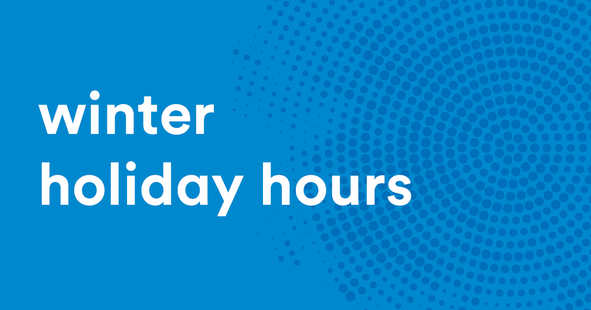 All library branches will be closed on the following dates:

❄️ Tue, Dec 24 (closing at 1 pm) 
❄️ Wed, Dec 25
❄️ Thu, Dec 26
❄️ Sun, Dec 29
❄️ Tue, Dec 31 (closing at 1 pm) 
❄️ Wed, Jan 1

Enjoy ebooks, audiobooks, emagazines and more while we're closed 👉 ow.ly/yLlK50UvjqP
