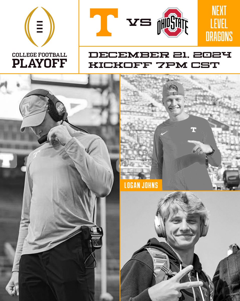 CHS Dragon Football (@chsdragonfb) on Twitter photo Good luck to #NextLevelDragon and <a href="/Vol_Football/">Tennessee Football</a> student coach Logan Johns (C/O 23) as they travel to Ohio State for the First Round of the College Football Playoff‼️‼️ Good luck to #NextLevelDragon and <a href="/Vol_Football/">Tennessee Football</a> student coach Logan Johns (C/O 23) as they travel to Ohio State for the First Round of the College Football Playoff‼️‼️