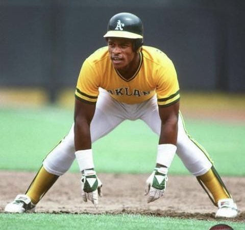 Every kid in America copied this pose on first base. Rickey Henderson was built like a tank and could run like an Olympic sprinter. RIP legend.