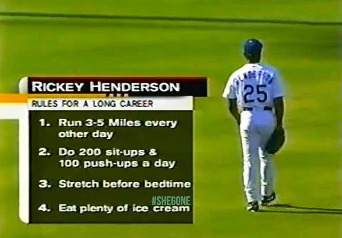 Rickey Henderson’s rules for a long career. #RIP