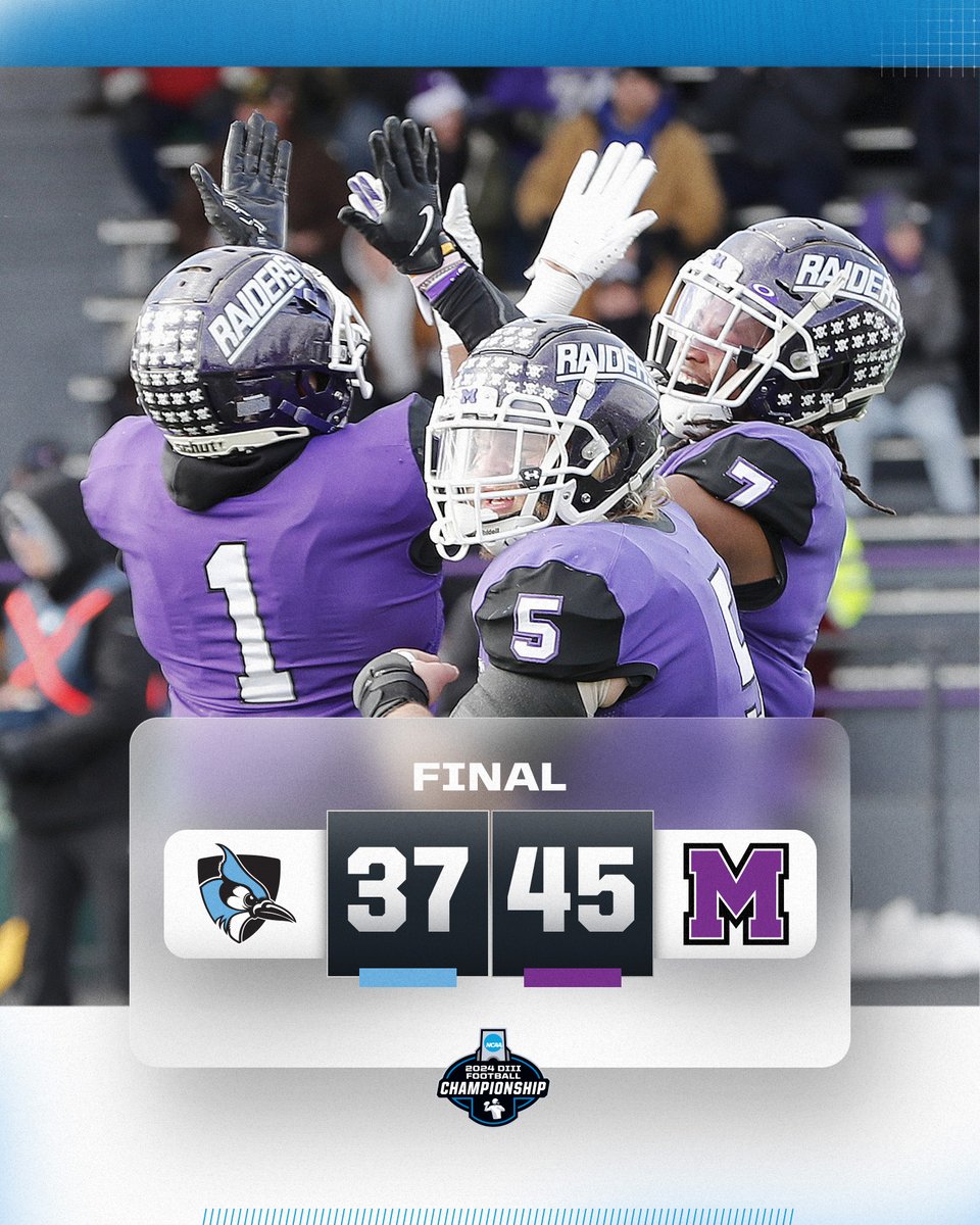 NCAA Division III (@ncaadiii) on Twitter photo RAIDERS WIN‼️
<a href="/purpleraiders/">Mount Union Purple Raiders</a> get the victory in this semifinal thriller to book their trip to Houston for the Stagg Bowl.
#WhyD3 | #D3fb RAIDERS WIN‼️
<a href="/purpleraiders/">Mount Union Purple Raiders</a> get the victory in this semifinal thriller to book their trip to Houston for the Stagg Bowl.
#WhyD3 | #D3fb