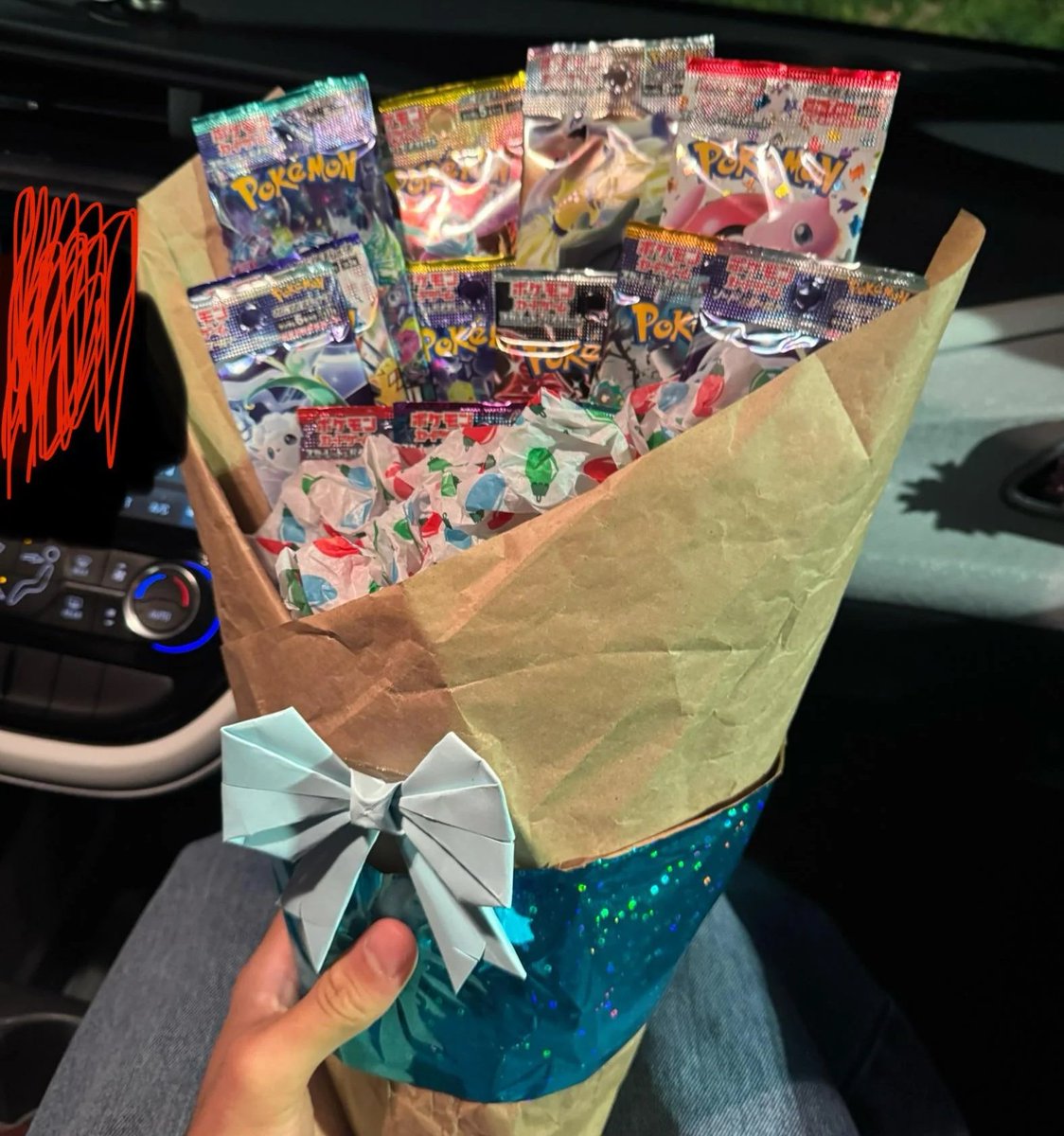 Giving him a bouquet like this
