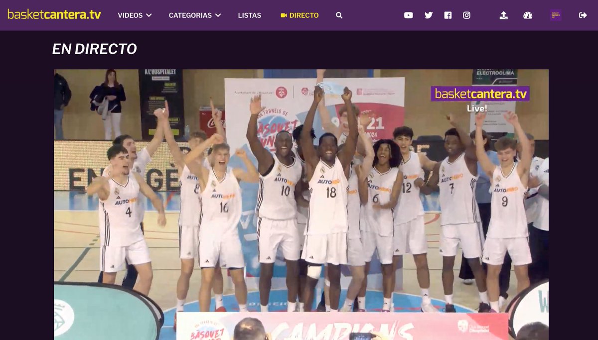 BasketCanteraTV's tweet photo. REAL MADRID CAMPEÓN del Torneo Internacional Junior Ciutat de L´Hospitalet. Ha vencido en la Final a FC BARCELONA 62-57. ENHORABUENA al campeón y a todos los equipos participantes. Para https://t.co/o1p5Phxf92 ha sido un honor volver a llevarles todos los partidos en DIRECTO. https://t.co/ulCsM1HVLP