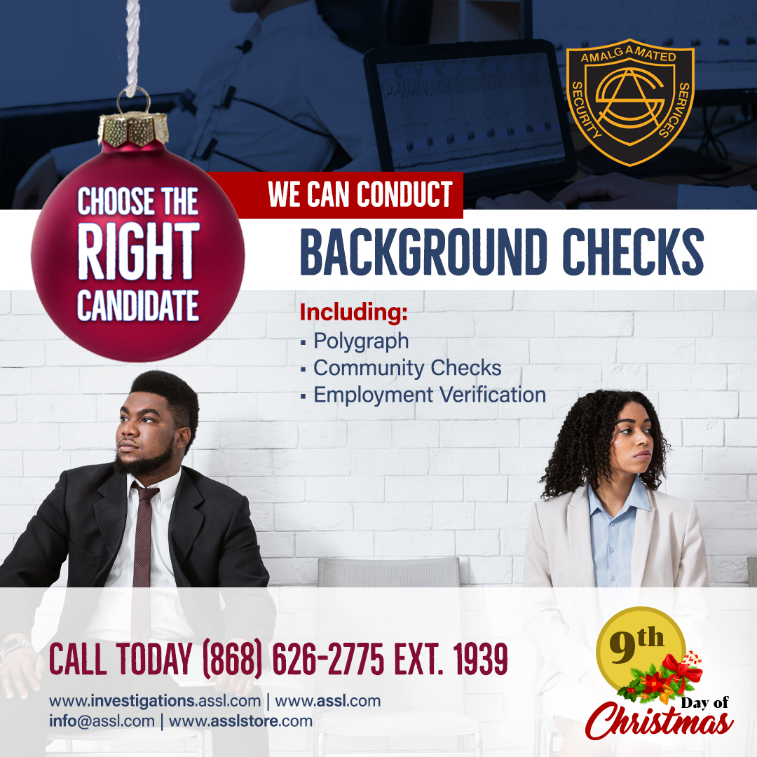 ASSLTT's tweet image. 🎄 Choose the Right Candidate This Holiday Season! 

#AmalgamatedSecurity #BackgroundChecks #HireWithConfidence #HolidaySafety