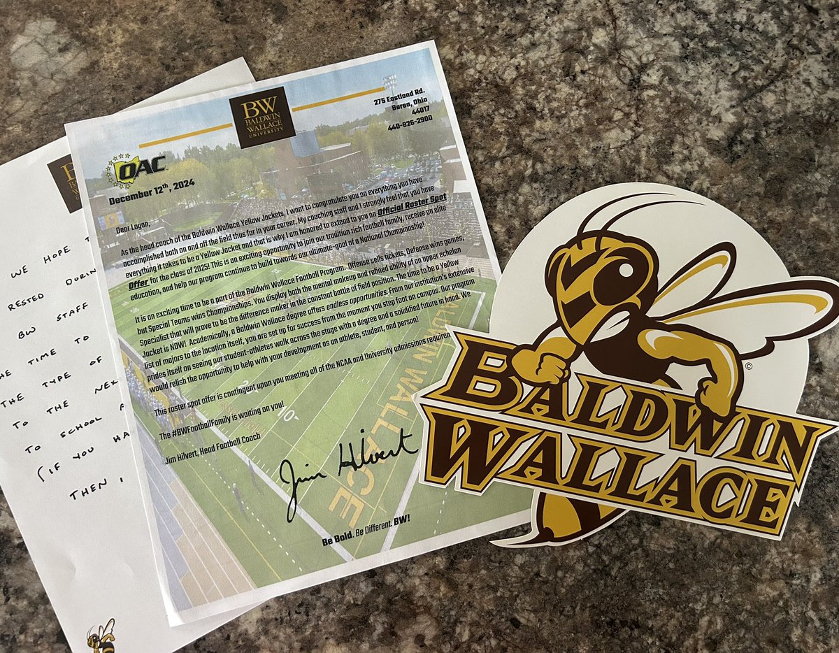 Blessed to receive an offer from <a href="/BWFootball_/">Baldwin Wallace Football</a>  Thank You for the opportunity <a href="/CoachHilvert/">Jim Hilvert</a> <a href="/rocanthony_/">Rocky Zingale</a> <a href="/CoachScottRaber/">Scotty Raber</a> <a href="/EthanNichol10/">Ethan Nichol</a> <a href="/AndrewCregan16/">Andrew Cregan</a> <a href="/MattBrown_Coach/">Coach Matt Brown</a> 
<a href="/CoachGantz/">Andrew Gantz</a> 
<a href="/Pipeline_Rec/">Pipeline Recruiting (ALL SPORTS)</a> 
@PCtigerfootball