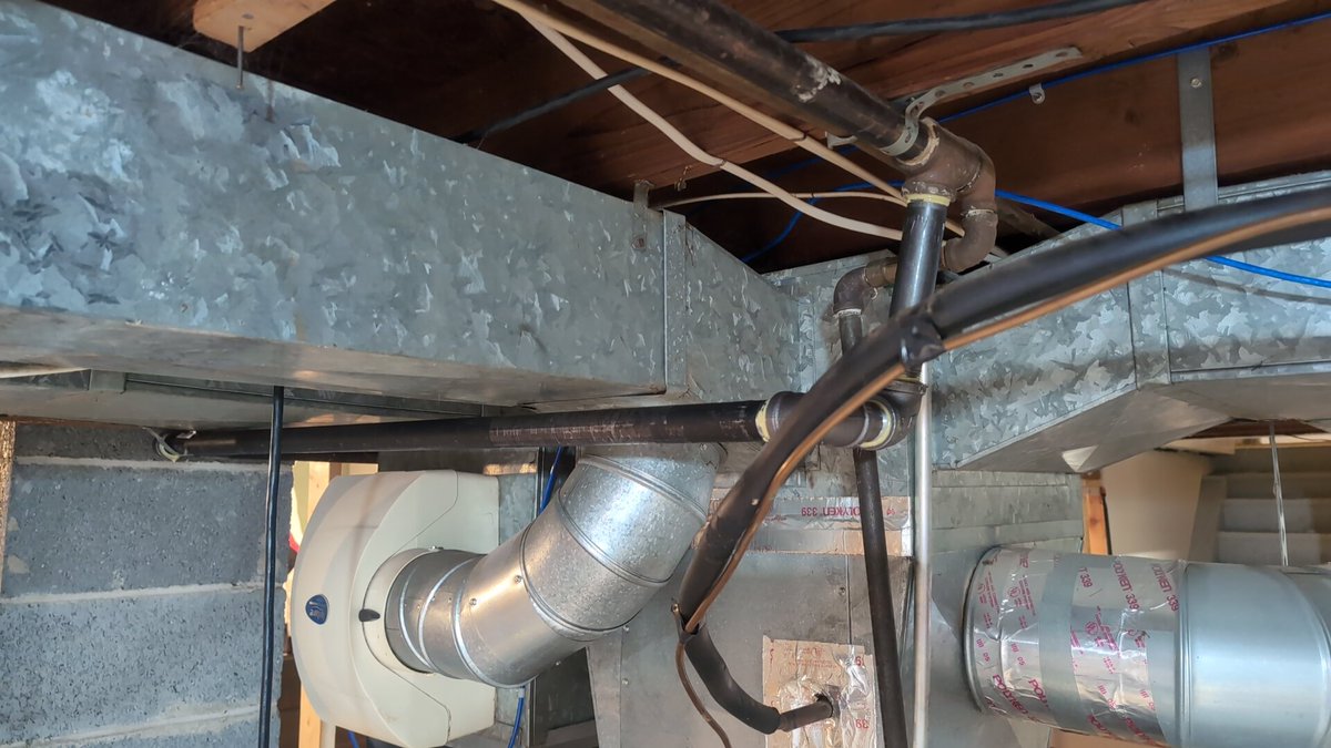 RezAdventure's tweet photo. Six hours and 37 junctions later, I'm done. I was able to use standard lengths in most places, but did have to manually thread three pipes. I hurt all over.

No leaks detected. I can now hook up the water heater and dryer. (Still need to do more, but this was the hardest part.) https://t.co/p2R5tBkhZW