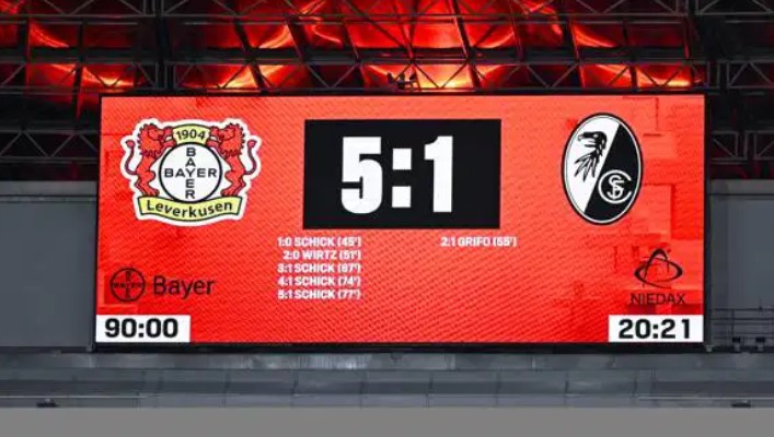 Patrik SCHICK ⚽️⚽️⚽️⚽️
Florian WIRTZ ⚽️👟👟👟(mais 1 penalty raté 🤭)
Le duo gagnant dans la lutte de LEVERKUSEN pour conserver son titre face au Bayern
Leverkusen-Freiburg 5-1 #B04SCF
