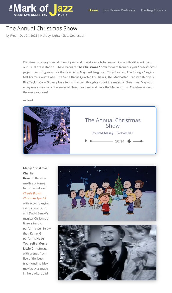 MrkOfJazz's tweet photo. Be sure to catch the https://t.co/hQZ8EnWTP4 Annual Christmas Show ... plus a few surprises, like Charlie Brown and  Kenny G! It's all the music, colors and nostalgia of the season; my  musical Christmas card just for you! https://t.co/zTkqHRmb5r