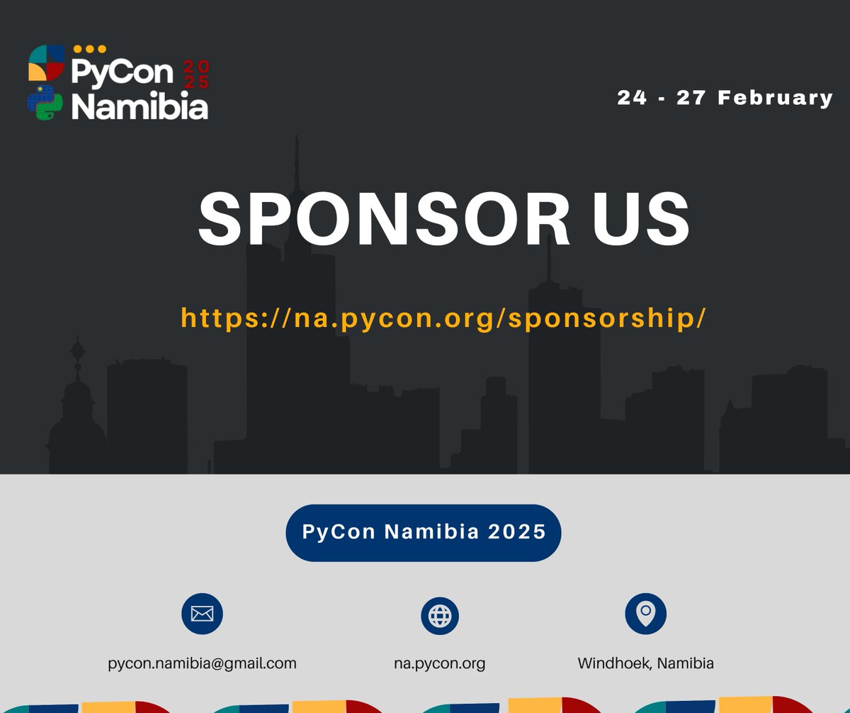 Python Namibia (@pythonnamibia) on Twitter photo 🎄 Merry Christmas from Python Namibia! 🎄 Wishing all our followers a wonderful holiday season!
💼 Don't forget to Sponsor <a href="/PyConNA/">PyCon Namibia</a> 2025 : na.pycon.org/sponsorship/
#MerryChristmas #PyConNamibia2025 #TechEvent 🎄 Merry Christmas from Python Namibia! 🎄 Wishing all our followers a wonderful holiday season!
💼 Don't forget to Sponsor <a href="/PyConNA/">PyCon Namibia</a> 2025 : na.pycon.org/sponsorship/
#MerryChristmas #PyConNamibia2025 #TechEvent
