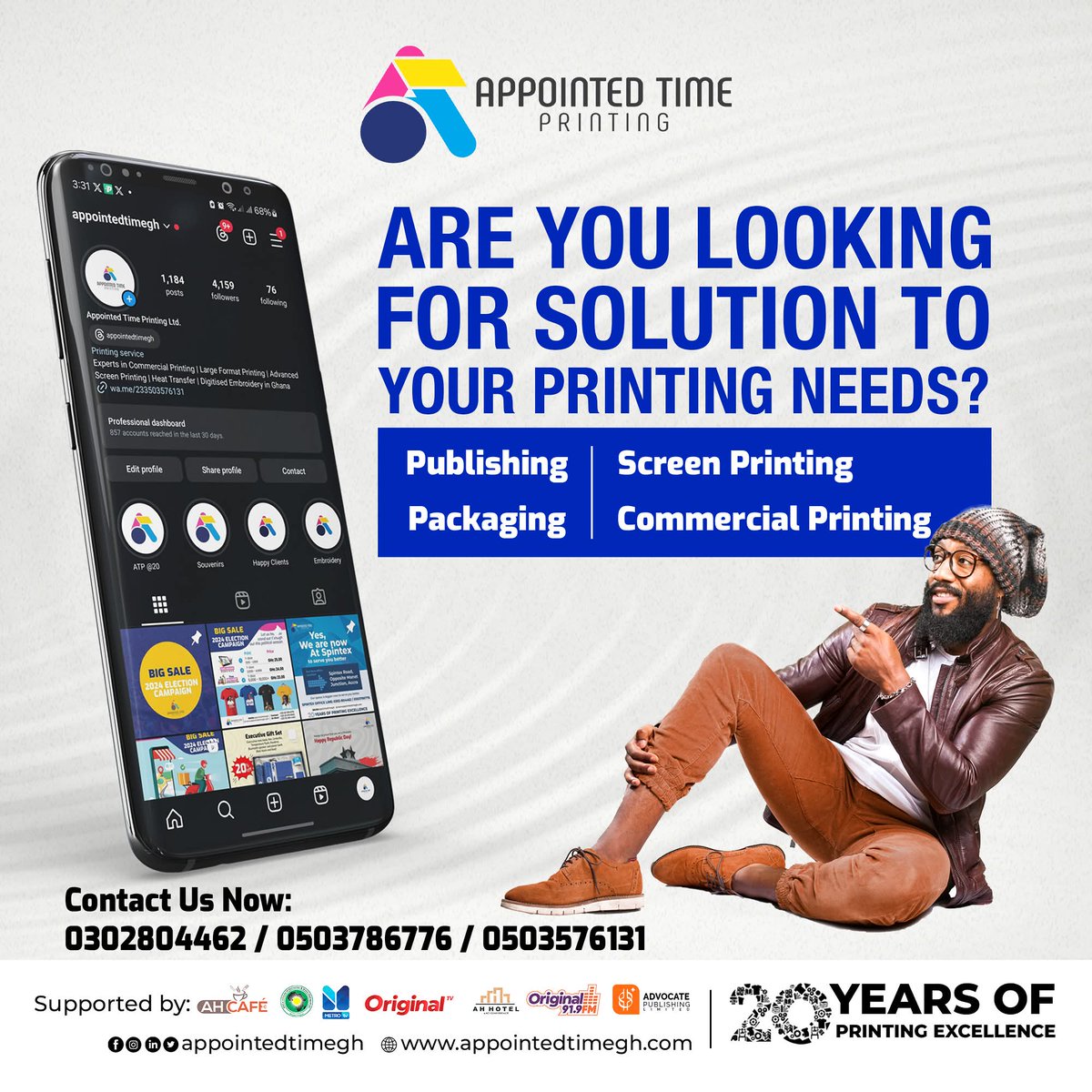 Preacherboye's tweet image. ARE YOU LOOKING FOR SOLUTIONS TO YOUR PRINTING NEEDS?
At @AppointedTimeGh, we got you covered.

Let us bring your ideas to life with precision and excellence!
#JospongHeroJourney 
#AppointedTimeGh

Elephant Ablekuma North The EC Zaama Disco Gabriel Jesus Shaun Jean Baba Sadiq