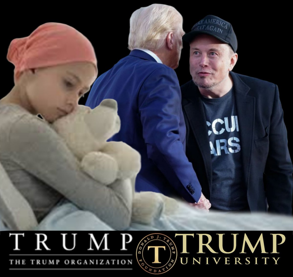 DetranMusic's tweet photo. President elect Musk is trending because #TrumpFoundation steals money from pediatric cancer charities and #PresidentMusk cuts funding for pediatric cancer research.
#MAGACULT https://t.co/vhM9BxG3Du