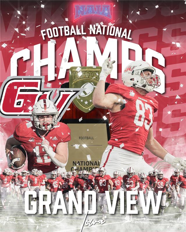 🏈
For the second time in program history…  

The Grand View (Iowa) Vikings are your 2024 NAIA Football National Champions!  

#NAIAFootball | #BattleForTheRedBanner
