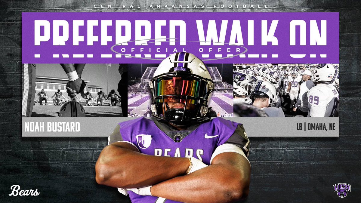 After a call with <a href="/Donnie_Pezzetti/">Donnie Pezzetti</a> I would like to announce I have received an opportunity to play at the University of Central Arkansas. <a href="/UCA_Football/">𝗨𝗖𝗔 𝗕𝗘𝗔𝗥𝗦 𝗙𝗢𝗢𝗧𝗕𝗔𝗟𝗟</a>