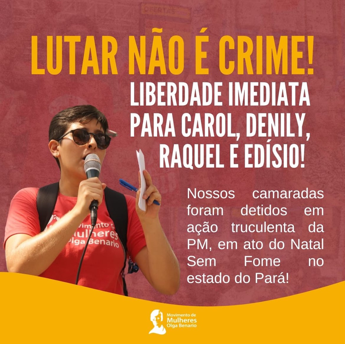 Não há radicalismo maior que deixar milhões de pessoas sem casa, quando há milhões de casas sem pessoas. Não há crime maior que a fome diante do desperdício de alimentos. 
Liberdade para Carol, Denilton, Raquel e Edísio!