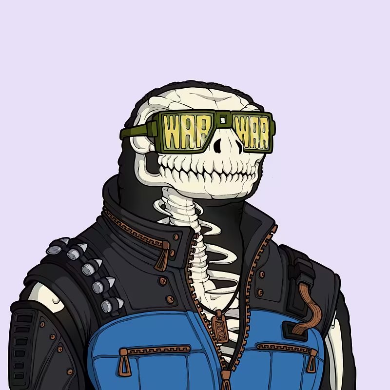 I rarely mint SOL projects, but <a href="/afelxyz/">AFEL</a> has nice art and packed with utility. Mint was .25 current floor .45 with a lot of sales above floor for multiple SOL. I minted this skele skin and sold for 1.75 (probably papered tbh) Looking for my grail.