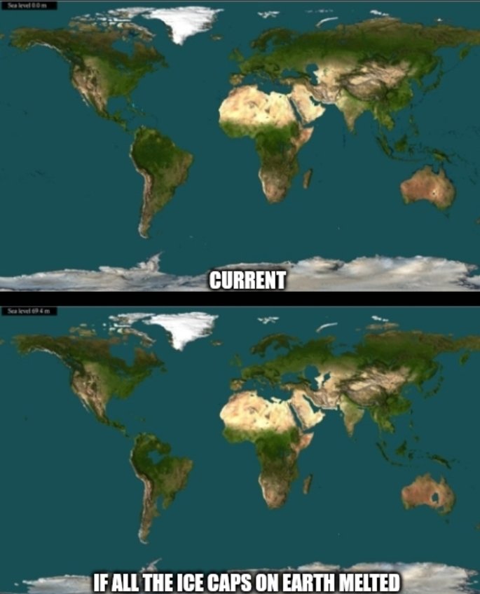 profoundstuff's tweet image. This would take over 20,000 years at the current rate of rise in the sea level. Assuming everything climate activists tell you is true, this is the worst case scenario. (Ignore the ice caps not being removed in the model.)
