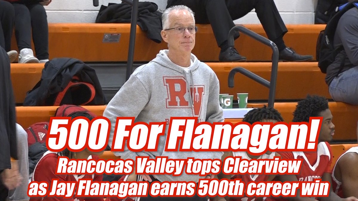 JSZ_Sports's tweet photo. Rancocas Valley head coach Jay Flanagan joined an elite group by becoming the 13th head coach in South Jersey history to reach 500 career wins. Montre Wilson and Mike Phinisee combined for 35 points in the milestone victory against Clearview.

Watch the FULL highlights + reaction HERE: https://t.co/XShwV3Vn9R

@RVRHS_Athletics | @RVBB1 | @FlanCoach | @yktrickyy | @Coach_RDerry