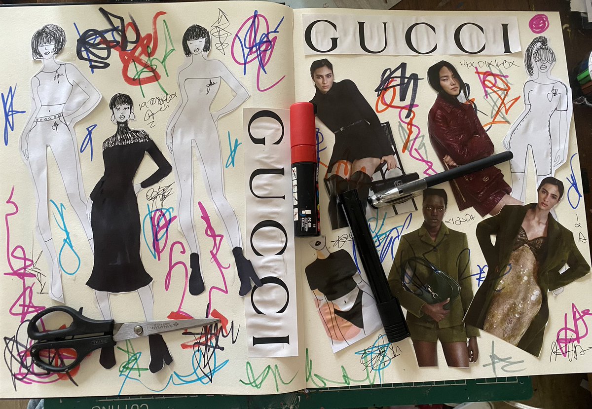 ennemusic's tweet photo. Day 19: "The Look Book" 80 day fashion journal in my Sketchbook!
.
Here is my day 19 entry! The Gucci Gyals! Sketchbook ideas session, need to do more of these π₯πππΎβ¨
#art #sketchbook #artjournal #fashion #style #stylelab #fashionNFTs https://t.co/NBQyKTex40