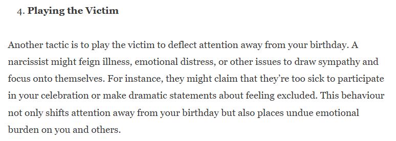 crazy_hern's tweet photo. How narcissists act around birthdays https://t.co/jjqT0eVaHn