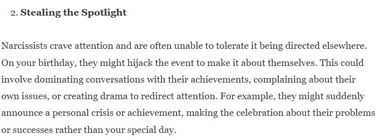 How narcissists act around birthdays