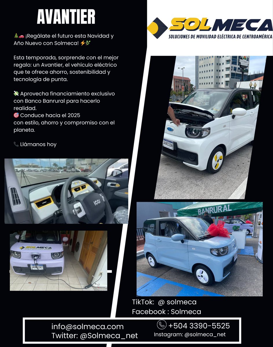 Conduce el futuro hoy con el Avantier! 🚗⚡ Llévatelo fácil con financiamiento a tu medida! #Avantier #AutoEléctrico #FuturoSostenible #Ahorro #Innovación <a href="/BanruralHn/">Banrural Honduras</a> <a href="/DanteMossi/">Dante Mossi</a> 

Llama al +504 3390-5525.