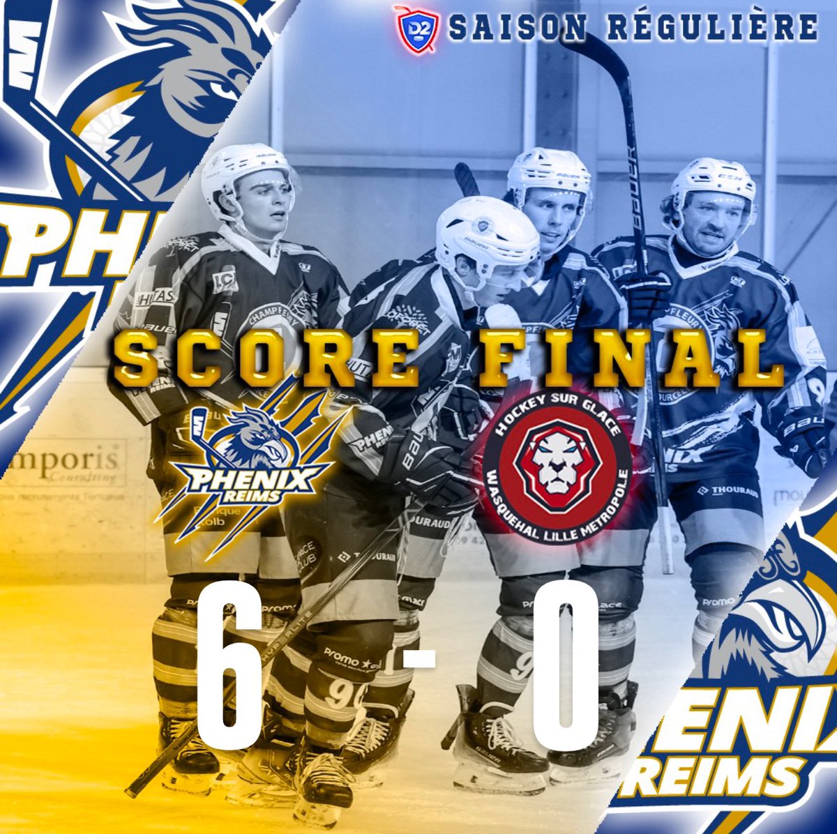 Les Phénix ont démarré le match en trouvant à deux reprises la faille dans les filets adverses puis ont continué leur envol aux second et dernier tiers. 

Les Phénix s’imposent 6-0.