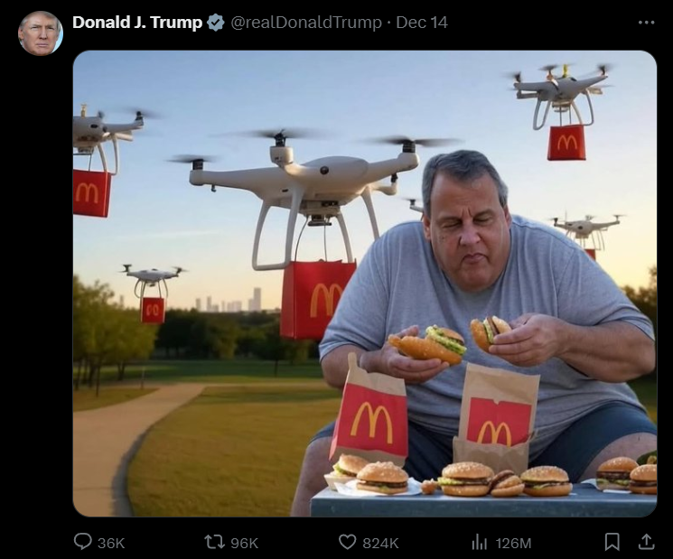 Jeremybtc's tweet photo. the drones topic is not something that will go away any time soon

elon musk posted about drones several times

donald trump posted about them

donald trump JR went live a couple days ago discussing the issue

joe rogan discussed it on his podcast

every single news source in the world is mentioning it on a daily basis 

this narrative is huge 

i believe in $drones for the long run

95WzV2CsTRFBjPCBhQRR4TGVp5kXo8f8qZVt7iVwpump