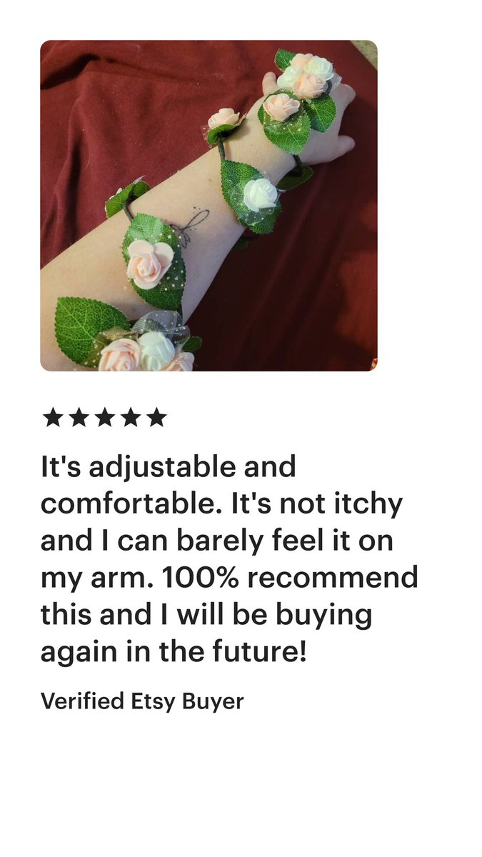 AmberAnnDesigns's tweet photo. Review on my floral arm cuffs! Get yours here: https://t.co/hZp5KAXOLS

#etsyreview #etsysuccess #etsyshop #etsyseller #bracelet https://t.co/Q10i328c1v