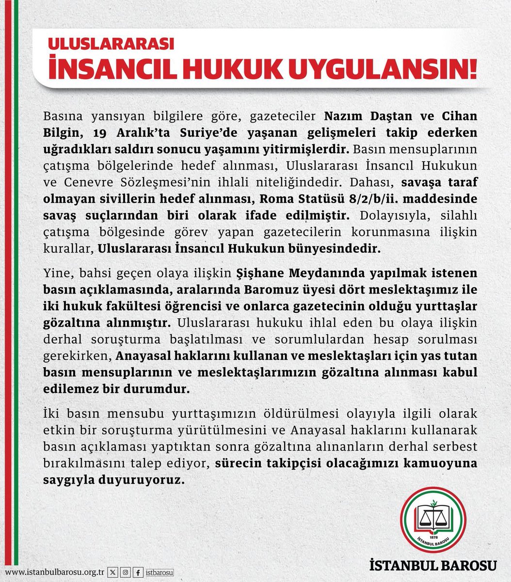 _Devletci_'s tweet photo. İstanbul Barosu Türkiye’yi savaş suçu işlemekle suçladı… 

Chp ve Ekrem’in ölümüne desteklediği baro bu! 

Ülkemiz için korkunç bir durum! 

Derhal kapatılması ve sorumluların vatandaşlıktan atılması elzemdir! https://t.co/BfU1m2HAIk