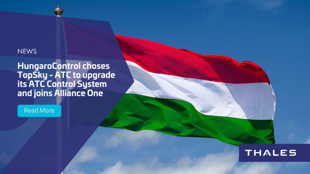 ThalesAerospace's tweet photo. 🛫 Hungarian Air Navigation Service #HungaroControl has chosen #Thales's #TopSky – ATC to upgrade its Air Traffic Control System, and has also joined #AllianceOne, the TopSky – ATC user group.
▶️Full story: https://t.co/SvNSRahOm1 https://t.co/Kf0QjSesCz