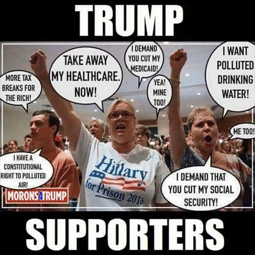 Damaan4u33's tweet photo. How intelligent is a Trump voter?

A. Dumber than dirt.
B. 50 or less IQ.
C. A fourth grader is smarter.
D. A roach has a bigger brain.
E. All of the above. https://t.co/HhQTlxIfSD